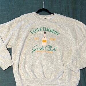 Veuve Clicquot Girls Club Gray Crew Neck Sweatshirt - OVERSIZED!